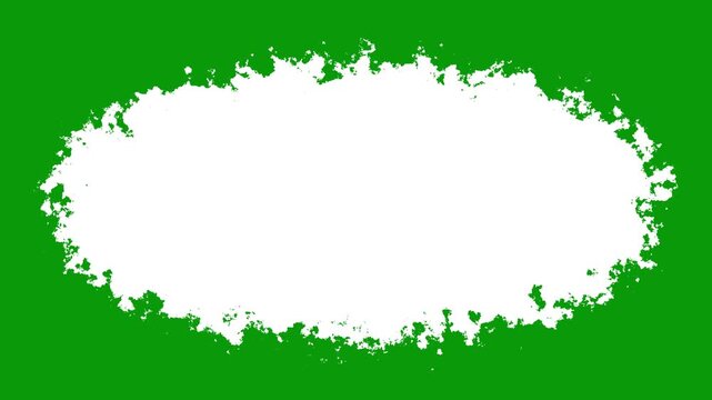 Dynamic white ink reveal transition with grunge edges on green screen background, matte