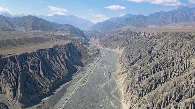 Aerial View of Dushanzi Grand Canyon in Karamay, Xinjiang, China