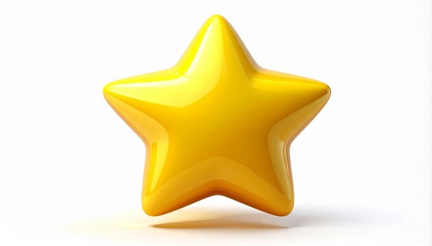 Bright Yellow Star 3D Icon with Smooth Rounded Shape