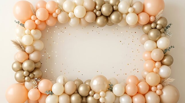 Elegant cream and gold balloon arch frame for celebrations