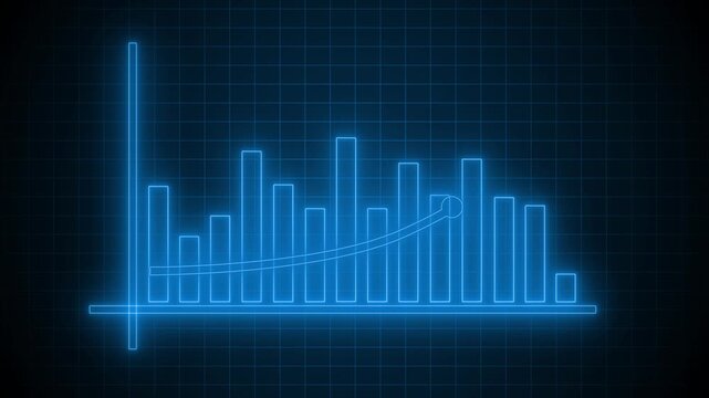 Glowing neon bar chart with trend marker animation