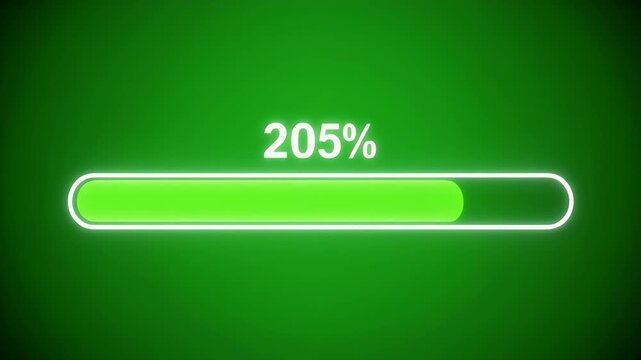 A progress bar displaying 205% completion on a green background.