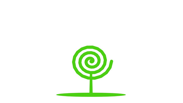 Green spiral tree icon isolated on white background for eco design and nature concepts
