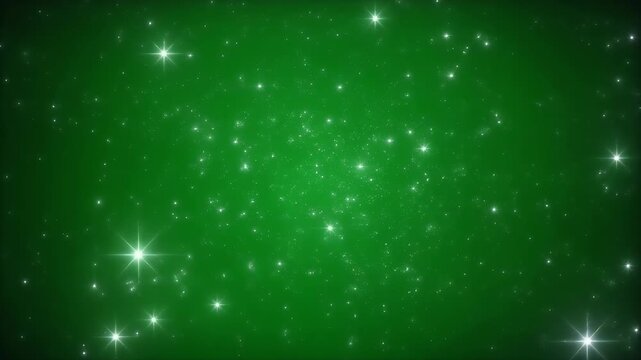A twinkling starry background in green.