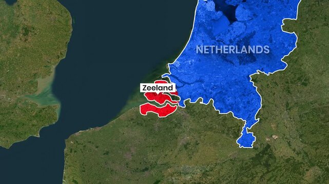 Netherlands Map Zooming In Highlighting Zeeland Province Location
