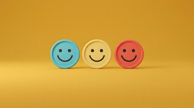 Colorful smiley face buttons for positive customer feedback