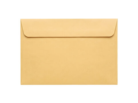 Manila envelope plain blank closed front view, isolated on transparent background