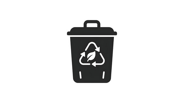 Minimalist black compost bin icon representing sustainable waste management practices