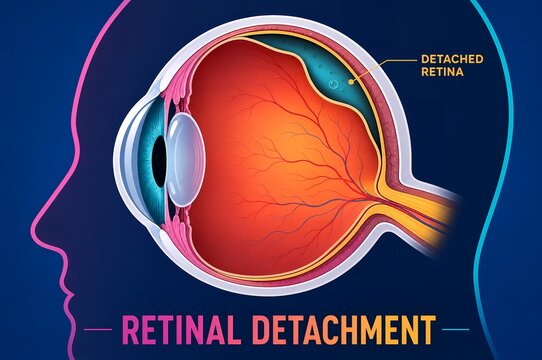 Retinal detachment medical human eye anatomy infographic illustration