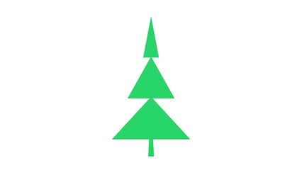 Obraz premium Minimalist green pine tree icon isolated on white background for holiday design projects.