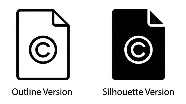 Copyright Symbol Icons: A pair of minimalist icons representing copyright, one in an outline style and the other as a solid silhouette.
