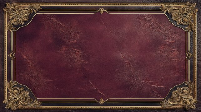 Elegant Vintage Frame with Red Leather Texture Background