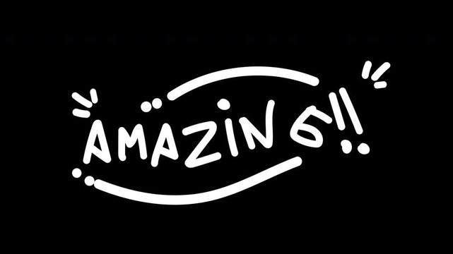 Amazing text animation comic expression hand draw doodle style, 4k in black background