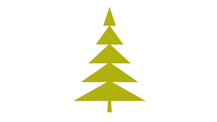 Fototapeta premium Minimalist yellow Christmas tree icon isolated on white background for holiday design.
