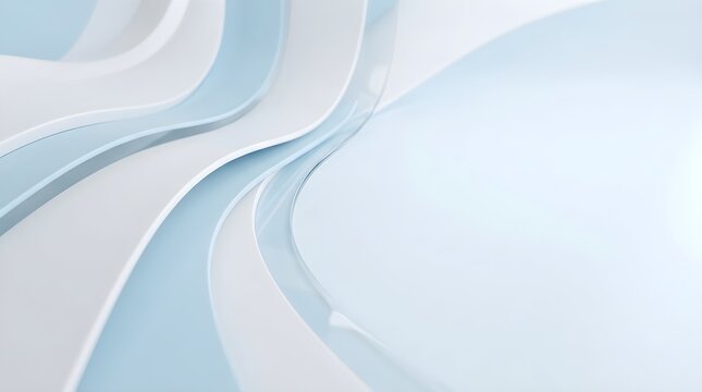 Abstract White and Blue Flowing Background With Copy Space