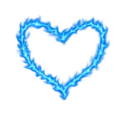 Blue flaming fire heart frame illustration