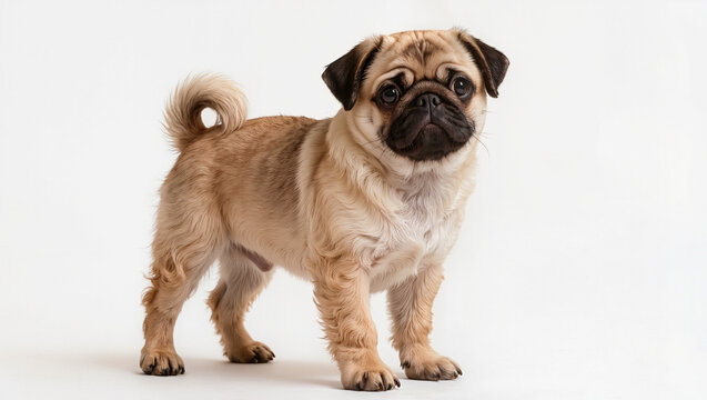Pugapoo Dog Isolated on Seamless White Studio Background