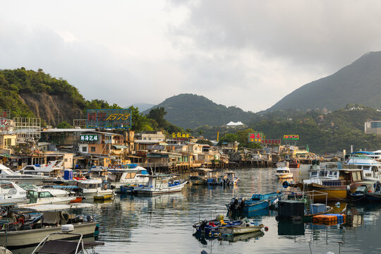 Fishing village and boats in hong kong lei yue mun