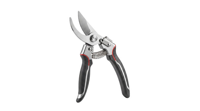 Professional garden secateurs with sharp steel blades. Ergonomic bypass pruning shears for horticulture. Heavy duty gardening hand tools. isolated PNG with Transparent Background