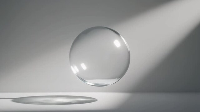 Floating Glass Sphere with Cinematic Light and Shadow Animation
