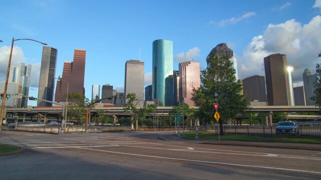 Houston Downtown Skyline Timelapse From Memorial Drive