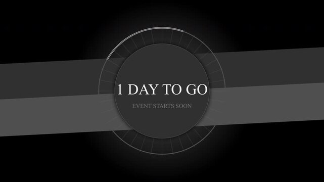 Countdown animation 1 day to go, intro template, motion graphics, timer, event countdown, celebration, last day, deadline, urgent reminder
