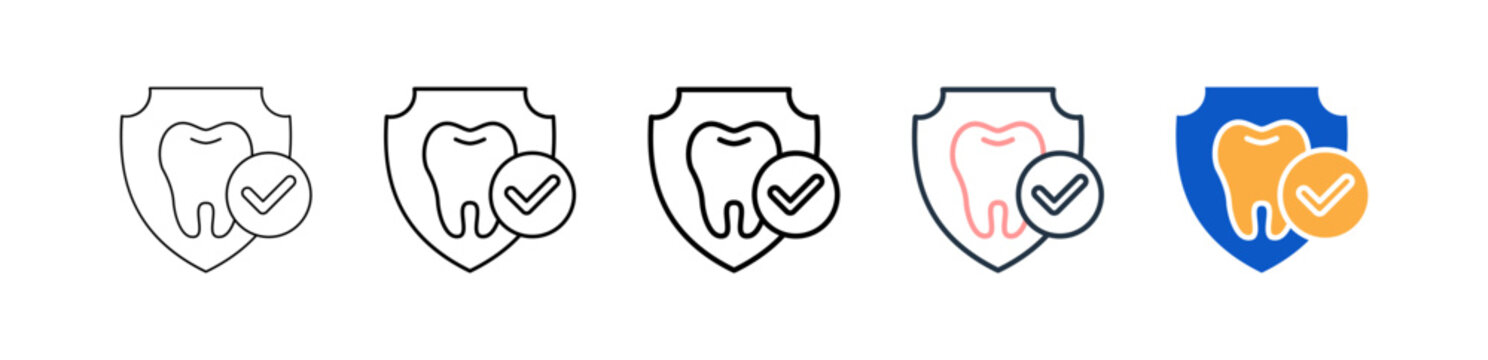 Dental Insurance different style icons set vector illustration. 