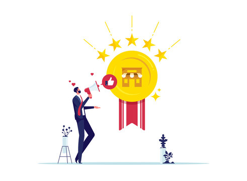 Best user experience or trust to use service again concept, customer loyalty, consumer satisfaction giving 5 stars rating feedback, various customer people giving 5 stars review for quality service