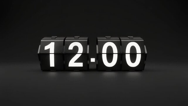 digital clock showing consistent time 12:00 in looped animation