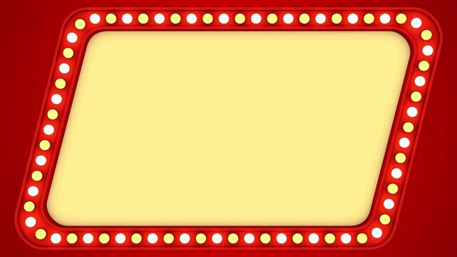 Animated circus marquee light frame with blinking bulbs for retro stage show announcements.