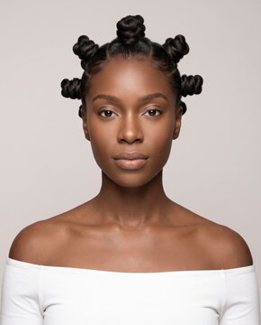 Woman Bantu Knots Portrait Studio Beauty Hairstyle
