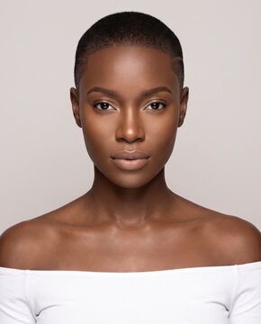 Woman Shaved Head Buzz Cut Portrait Studio