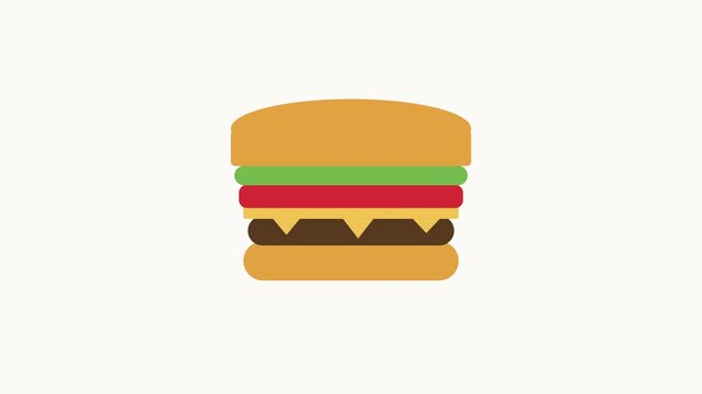 Animated color burger icon, fast food symbol, motion graphic element for menu design