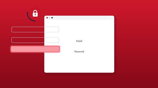 Login notification animation on browser screen, cybersecurity, password security, digital access concept