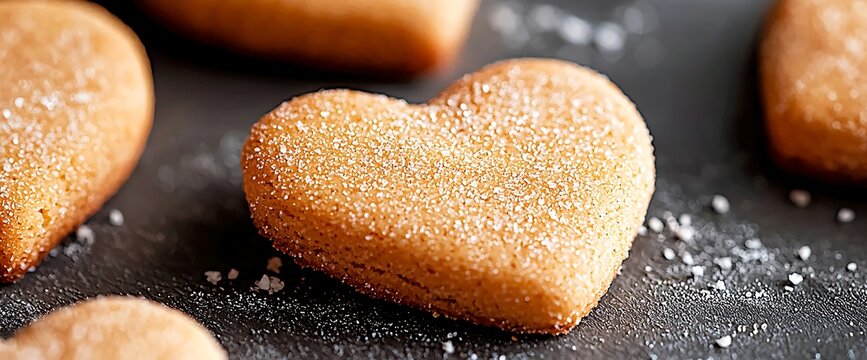 Heart-shaped cookies with sugar