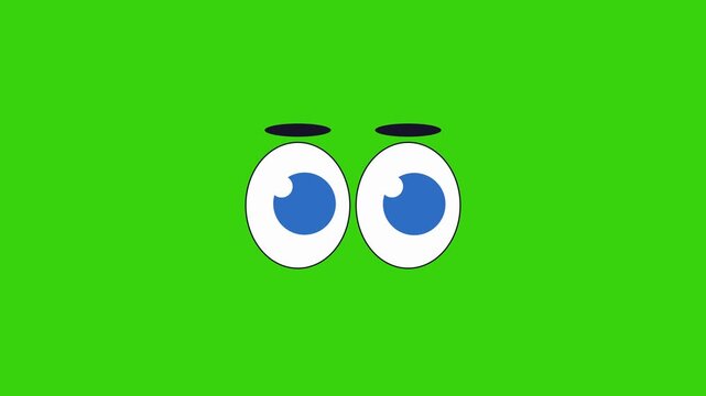 Cartoon eyes blink animation on green screen, playful eyeball movement, 4K motion graphic