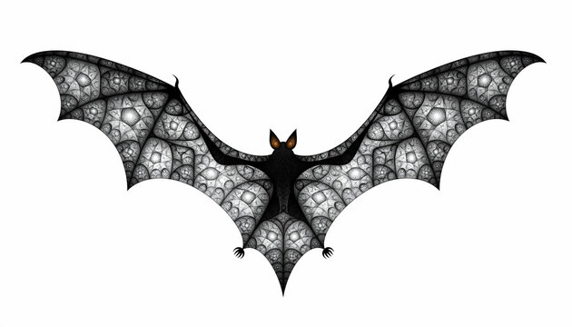Black Bat with Decorative Wings Flying.