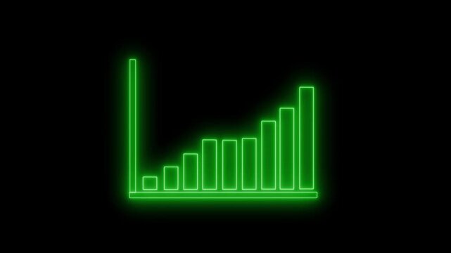 Glowing neon Corporate Growth Bar Chart Animation with Positive Revenue Trend Visualization