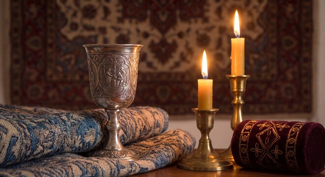 A serene and symbolic background for the Jewish holiday of Shemini Atzeret, featuring a calm, peaceful atmosphere with subtle religious elements