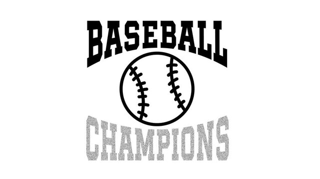 Baseball champions sign looping animation on white background