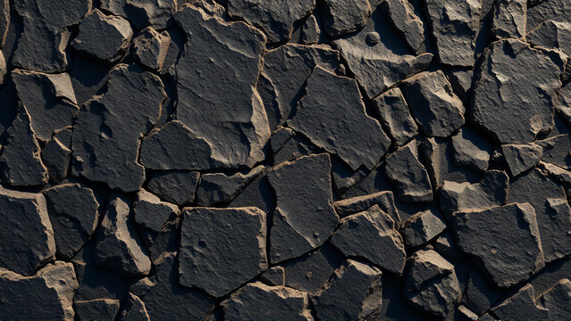 Volcanic basalt stone texture with seamless field and dark premium