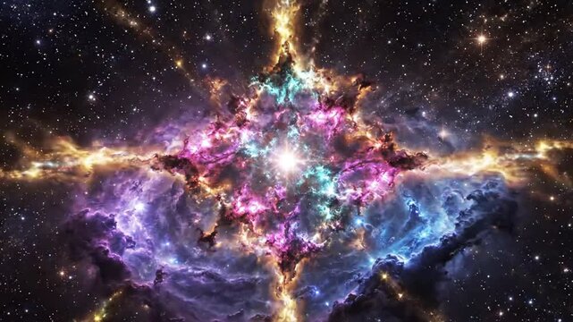 Supernova Explosion Illuminating Deep Space with Colorful Cosmic Nebula
