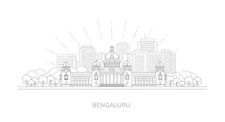 Obraz premium Bengaluru Skyline Outline - Landmark Building with Modern Skyscrapers