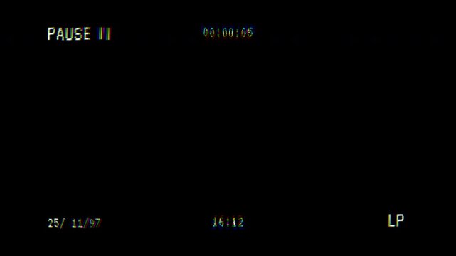 4k Vintage Pausing VHS artifacts effect overlay, Glitches error from an old tape. No signal tv glitch effect. 4k Video alpha channel