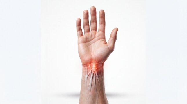 Wrist Pain Showing Inflamed Tendons and Soft Tissue Anatomy in Human Hand