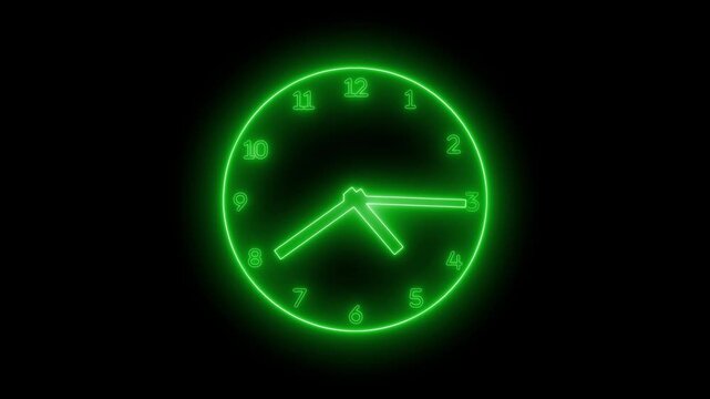 Neon Smooth Analog Countdown Timer Animation for Productivity Concepts