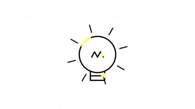 Hand drawn light bulb idea icon animation, idea generation and innovation concept, scribble doodle effect