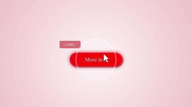 Web interface button clicked animation with mouse cursor activating 'more' option, digital user interaction, motion graphic