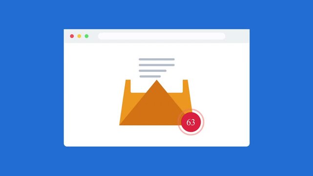 New email notification animation on web browser, online service alert, electronic mail message