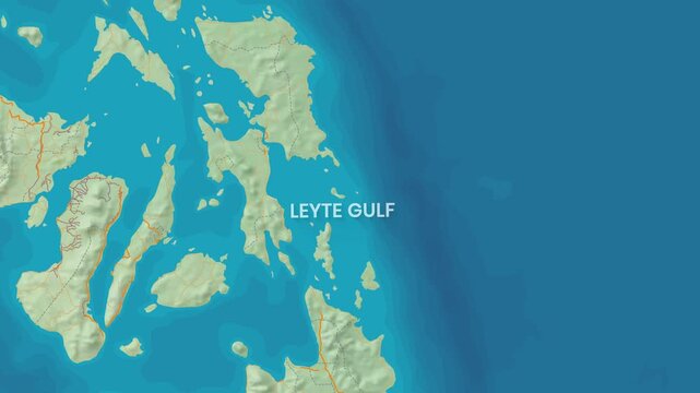 Leyte Gulf animation showing archipelago and ocean currents video footage